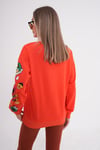 Kadın Baskı Detaylı Bisiklet Yaka Oversize Sweatshirt 245222 -
