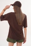 Kadın Baskı Detaylı Bisiklet Yaka Oversize Tişört - 260065