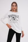 Kadın Baskı Detaylı İki İplik Yırtmaç Detaylı Sweatshirt 245223 -