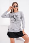 Kadın Baskı Detaylı İki İplik Yırtmaç Detaylı Sweatshirt 245223 -
