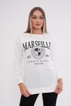 Kadın Baskı Detaylı İki İplik Yırtmaç Detaylı Sweatshirt 245223 -