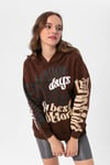 Kadın Baskı Detaylı Kapüşonlu Üç İplik Oversize Sweatshirt 235006 -