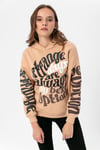 Kadın Baskı Detaylı Kapüşonlu Üç İplik Oversize Sweatshirt 235006 -