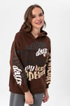 Kadın Baskı Detaylı Kapüşonlu Üç İplik Oversize Sweatshirt 235006 -
