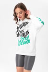 Kadın Baskı Detaylı Kapüşonlu Üç İplik Oversize Sweatshirt 235006 -