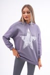 Kadın Baskı Detaylı Kapüşonlu Üç İplik Sweatshirt 245215 -