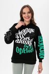 Kadın Baskı Detaylı Kapüşonlu Üç İplik Oversize Sweatshirt 235006 -