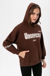 Kadın Baskı Detaylı Kapüşonlu Üç İplik Oversize Sweatshirt 235007 -