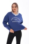 Kadın Baskı Detaylı V Yaka Üç İplik Sweatshirt 245303 -