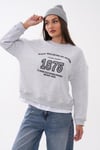 Kadın Baskılı Çift Görünümlü Bisiklet Yaka Sweatshirt 265127 -