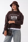 Kadın Baskılı Çift Görünümlü Bisiklet Yaka Sweatshirt 265127 -