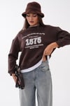 Kadın Baskılı Çift Görünümlü Bisiklet Yaka Sweatshirt 265127 -