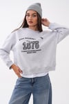Kadın Baskılı Çift Görünümlü Bisiklet Yaka Sweatshirt 265127 -