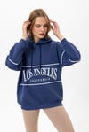 Kadın Baskılı Kapüşonlu Üç İplik Oversize Sweatshirt