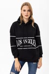 Kadın Baskılı Kapüşonlu Üç İplik Oversize Sweatshirt