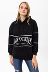 Kadın Baskılı Kapüşonlu Üç İplik Oversize Sweatshirt