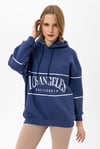 Kadın Baskılı Kapüşonlu Üç İplik Oversize Sweatshirt