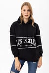 Kadın Baskılı Kapüşonlu Üç İplik Oversize Sweatshirt
