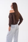 Kadın Baskılı Taş Detaylı Kayık Yaka Sweatshirt 265141 -