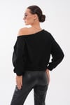 Kadın Baskılı Taş Detaylı Kayık Yaka Sweatshirt 265141 -