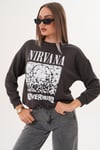 Kadın Baskılı Üç İplik Sweatshirt 255325 -
