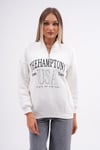 Kadın Baskılı Yaka Yarım Fermuarlı Cep Detaylı Üç İplik Sweatshirt 245274 -
