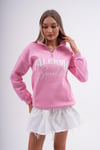 Kadın Baskılı Yaka Yarım Fermuarlı Cep Detaylı Üç İplik Sweatshirt 245129 -