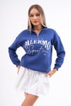 Kadın Baskılı Yaka Yarım Fermuarlı Cep Detaylı Üç İplik Sweatshirt 245129 -