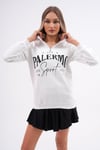 Kadın Baskılı Yaka Yarım Fermuarlı Cep Detaylı Üç İplik Sweatshirt 245129 -