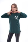 Kadın Baskılı Yan Yırtmaç Detaylı Bisiklet Yaka İki İplik Sweatshirt 245250 -