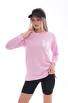 Kadın Baskılı Yan Yırtmaç Detaylı Bisiklet Yaka İki İplik Sweatshirt 245250 -