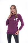 Kadın Baskılı Yan Yırtmaç Detaylı Bisiklet Yaka İki İplik Sweatshirt 245250 -