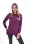 Kadın Baskılı Yan Yırtmaç Detaylı Bisiklet Yaka İki İplik Sweatshirt 245250 -