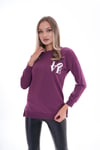 Kadın Baskılı Yan Yırtmaç Detaylı Bisiklet Yaka İki İplik Sweatshirt 245250 -