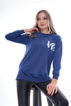 Kadın Baskılı Yan Yırtmaç Detaylı Bisiklet Yaka İki İplik Sweatshirt 245250 -
