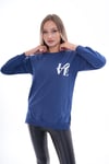 Kadın Baskılı Yan Yırtmaç Detaylı Bisiklet Yaka İki İplik Sweatshirt 245250 -
