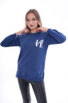 Kadın Baskılı Yan Yırtmaç Detaylı Bisiklet Yaka İki İplik Sweatshirt 245250 -