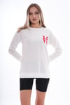 Kadın Baskılı Yan Yırtmaç Detaylı Bisiklet Yaka İki İplik Sweatshirt 245250 -