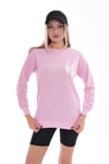 Kadın Baskılı Yan Yırtmaç Detaylı Bisiklet Yaka İki İplik Sweatshirt 245250 -