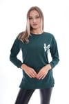 Kadın Baskılı Yan Yırtmaç Detaylı Bisiklet Yaka İki İplik Sweatshirt 245250 -