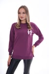 Kadın Baskılı Yan Yırtmaç Detaylı Bisiklet Yaka İki İplik Sweatshirt 245250 -