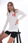 Kadın Baskılı Yan Yırtmaç Detaylı Bisiklet Yaka İki İplik Sweatshirt 245250 -