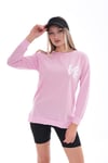 Kadın Baskılı Yan Yırtmaç Detaylı Bisiklet Yaka İki İplik Sweatshirt 245250 -