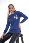 Kadın Baskılı Yan Yırtmaç Detaylı Bisiklet Yaka İki İplik Sweatshirt 245250 -