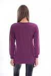 Kadın Baskılı Yan Yırtmaç Detaylı Bisiklet Yaka İki İplik Sweatshirt 245250 -