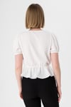 Kadın Beli Kolu Lastikli Dantel Detaylı Kısakol Bluz