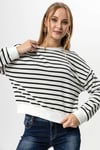 Kadın Bisiklet Yaka Çizgi Desenli Sweatshirt