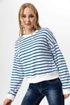 Kadın Bisiklet Yaka Çizgi Desenli Sweatshirt