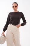 Kadın Bisiklet Yaka Kısa Sweatshirt 265165 -