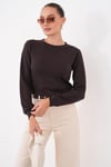 Kadın Bisiklet Yaka Kısa Sweatshirt 265165 -